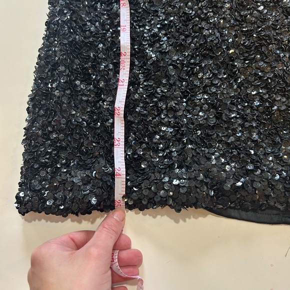 Parker Serena Black Sequined Silk V-Neck Mini Dress Size 6 - Picture 4 of 9